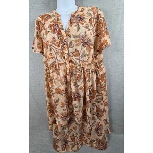 TORRID 00 Womens 10 High Low Button Up Blouse Earthy Floral Cottagecore Festival